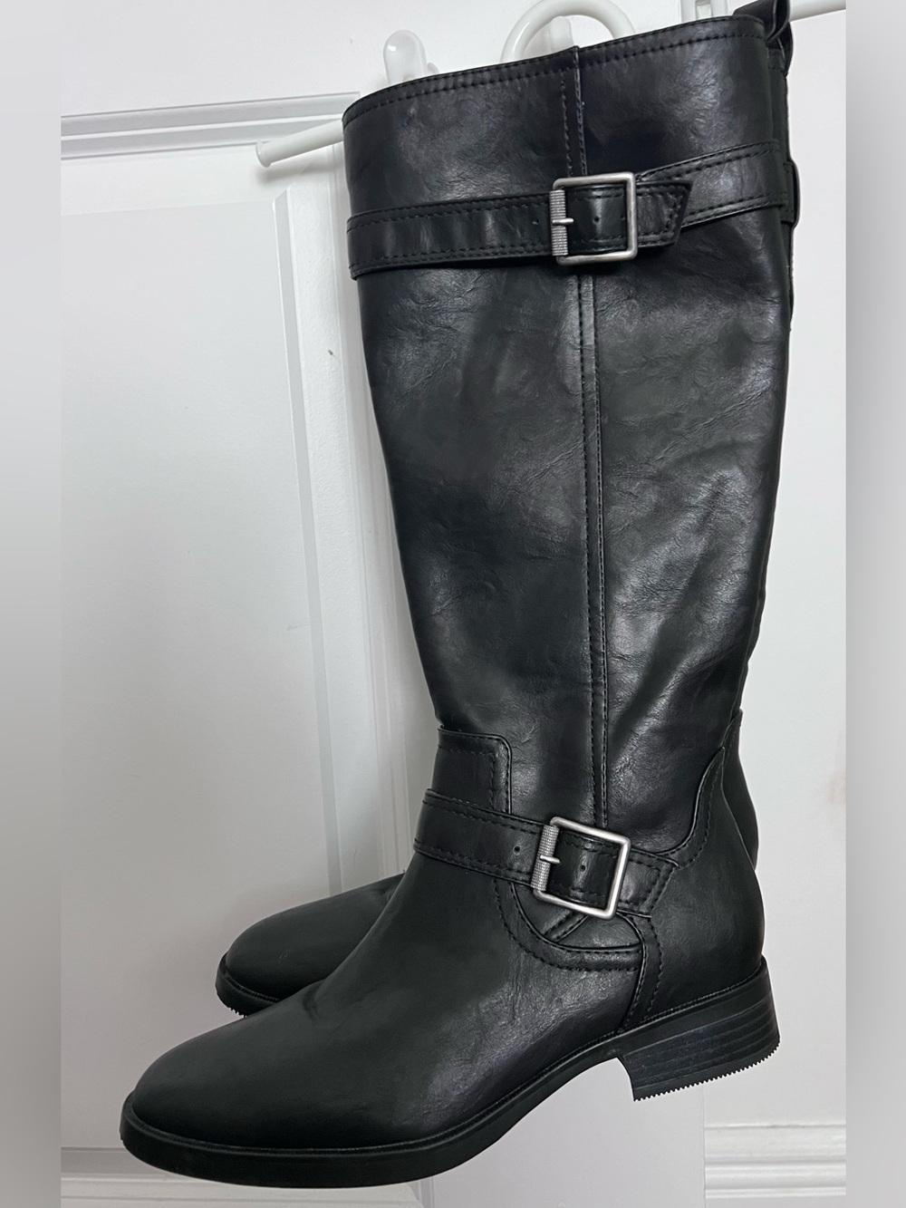 Naturalizer Black Knee-High Buckle Combat Boots